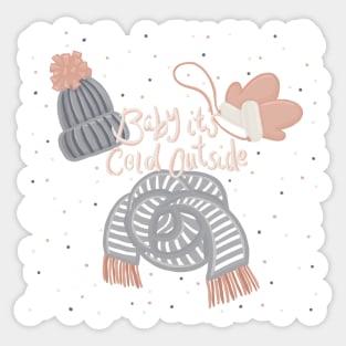 Baby it's cold outside Lettering Cosy Knitwear Cute Winter Digital Illustration Sticker